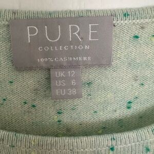 Mint speckled PURE COLLECTION sweater 100% cashmere beautiful scoop neck style